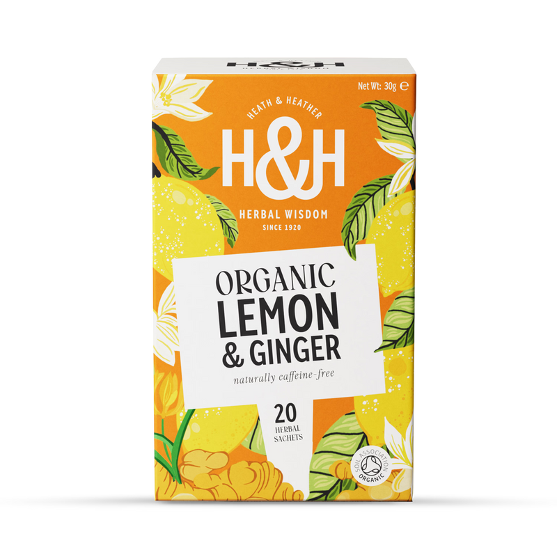 Heath & Heather Herbal Tea Bags Lemon & Ginger 20 Bags, UK version