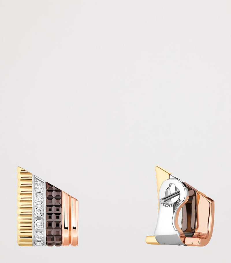 Boucheron Quatre Classique stud earrings mixed gold and diamond (British brand)