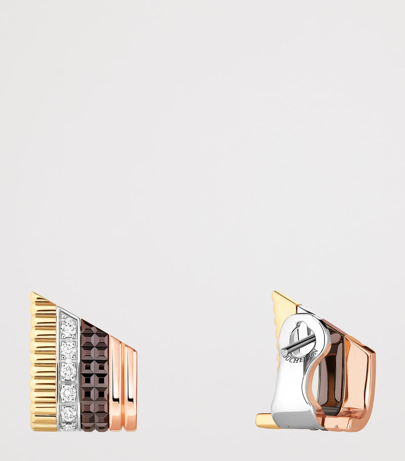 Boucheron Quatre Classique stud earrings mixed gold and diamond (British brand)