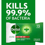 Dettol Antibacterial Wipes Hands and Surface 15s - British product