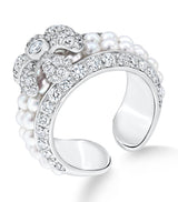 Harrods David Morris White Gold Pearl Rose Flower Ring- Buy online at McGrocer
