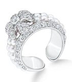 David Morris Pearl Rose ring Akoya pearls 18k white gold, imported from the UK