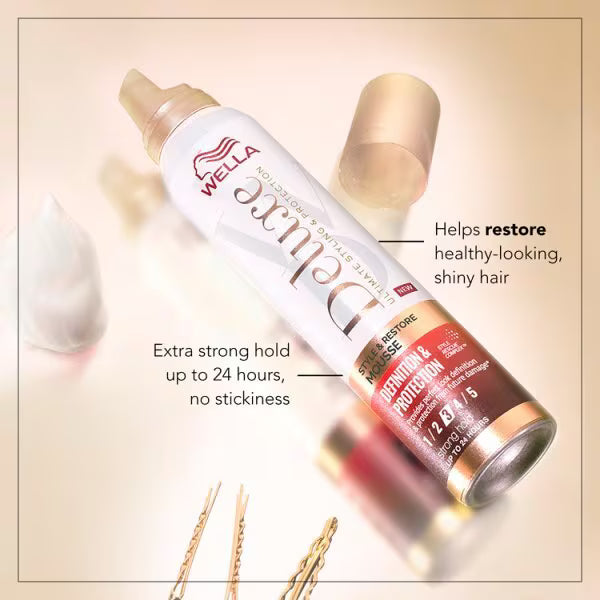 Wella Deluxe Definition Hair Mousse 200ml, imported from the UK