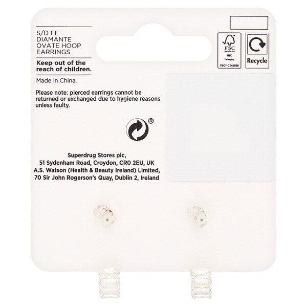 Superdrug Studio Diamante Ovate Hoop Earrings GOODS Superdrug
