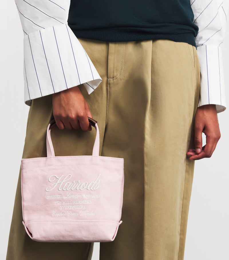 Harrods small embroidered logo tote bag, UK version