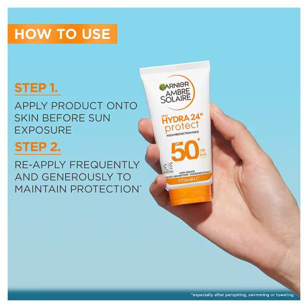 Garnier Ambre Solaire SPF50+ sun lotion, UK version