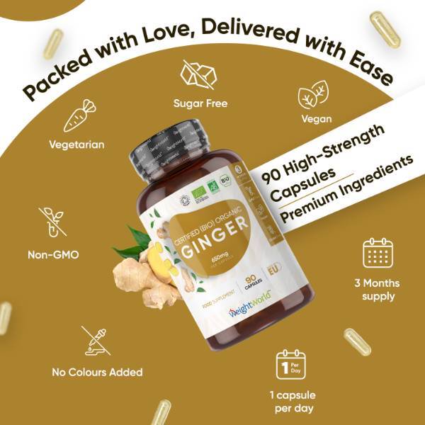 WeightWorld Organic Ginger Supplement 1300mg - British product