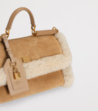 Dolce&Gabbana calfskin fur-trim top-handle bag (British brand)