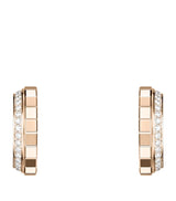 Harrods Chopard Rose Gold and Diamond Ice Cube Hoop Earrings- Buy online at McGrocer