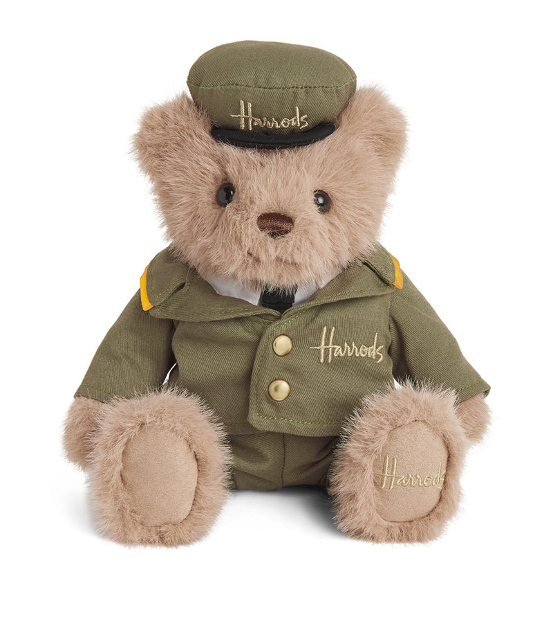 Harrods Medium Green Man Bear soft toy 18cm, UK version
