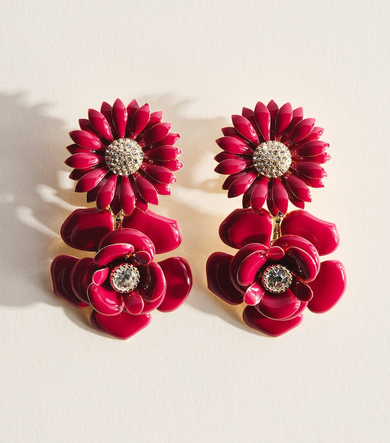 Carolina Herrera embellished floral clip-on earrings, imported from the UK
