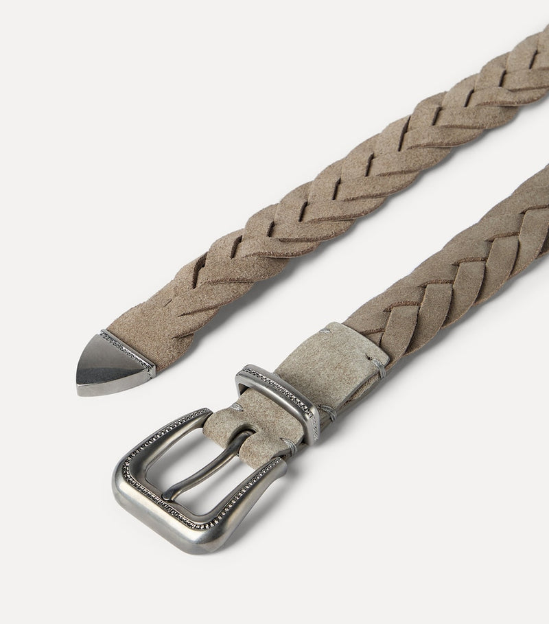 Brunello Cucinelli suede braided belt 2.5cm, imported from the UK
