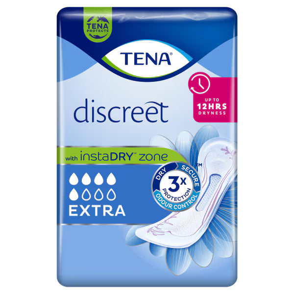 TENA Discreet Extra incontinence pads 20 pack, imported from the UK
