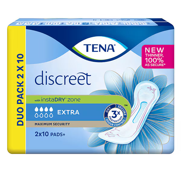 TENA Discreet Extra incontinence pads 20 pack, imported from the UK