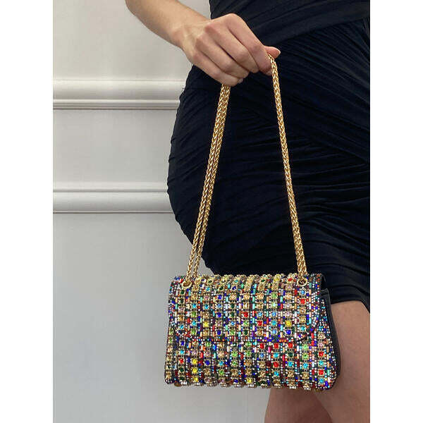 SVNX multicolour embellished shoulder bag, UK version