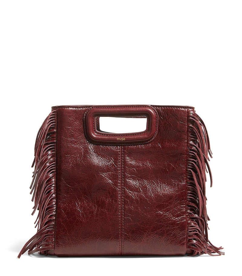 Maje cracked leather fringed M handbag (British brand)