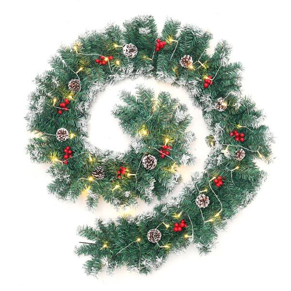 Livingandhome artificial Christmas garland with LED lights 270cm, UK version