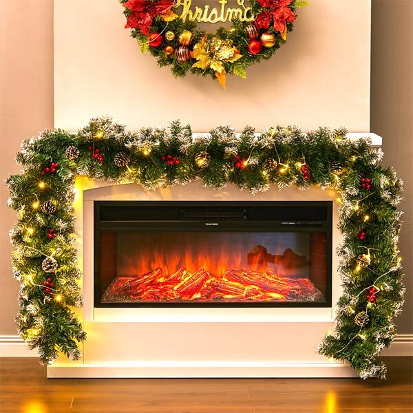 Livingandhome artificial Christmas garland with LED lights 270cm, UK version