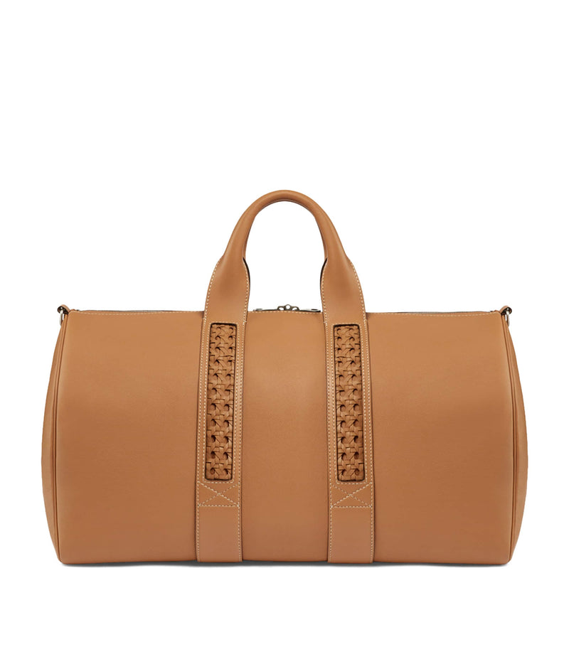Aviteur leather woven-detail holdall - British product