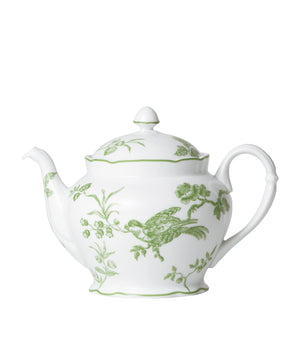 Green Toile de Jouy Design Teapot with Scalloped Edges 1.2L