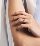 Jennifer Meyer mini yellow gold turquoise teardrop ring (British brand)