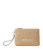 Jimmy Choo raffia zip-up pouch from Beach collection, UK version