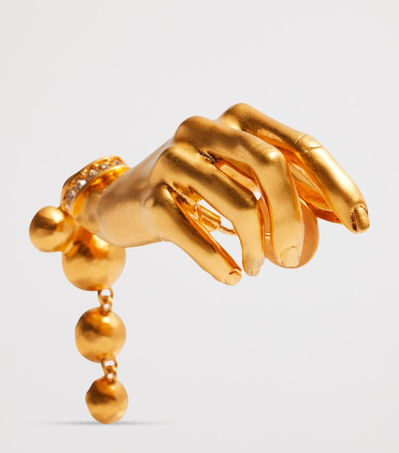 Schiaparelli rhinestone-embellished hand earrings, UK version