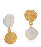 Monica Vinader gold vermeil keshi pearl earrings, imported from the UK