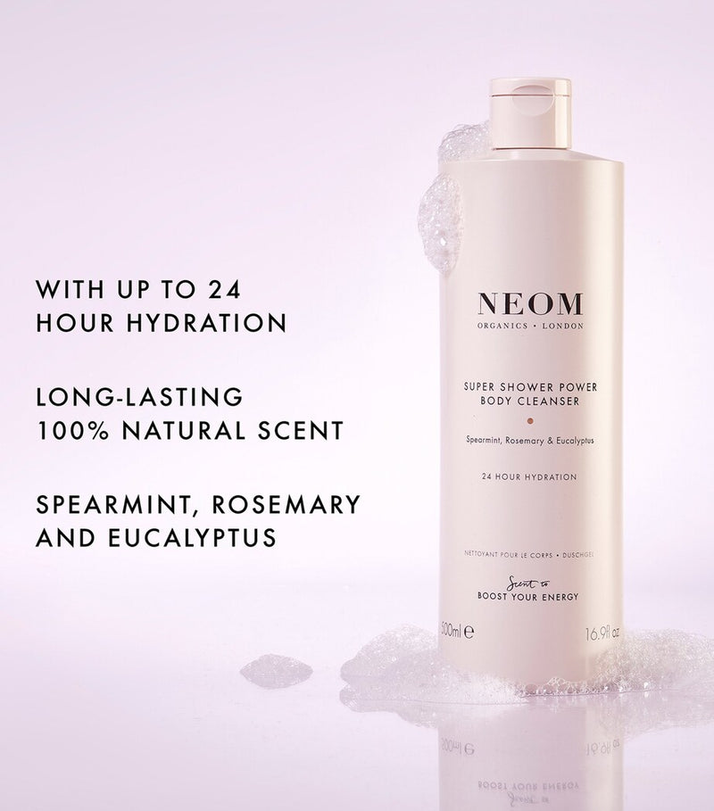 NEOM Super Shower Power Body Cleanser 500ml, imported from the UK
