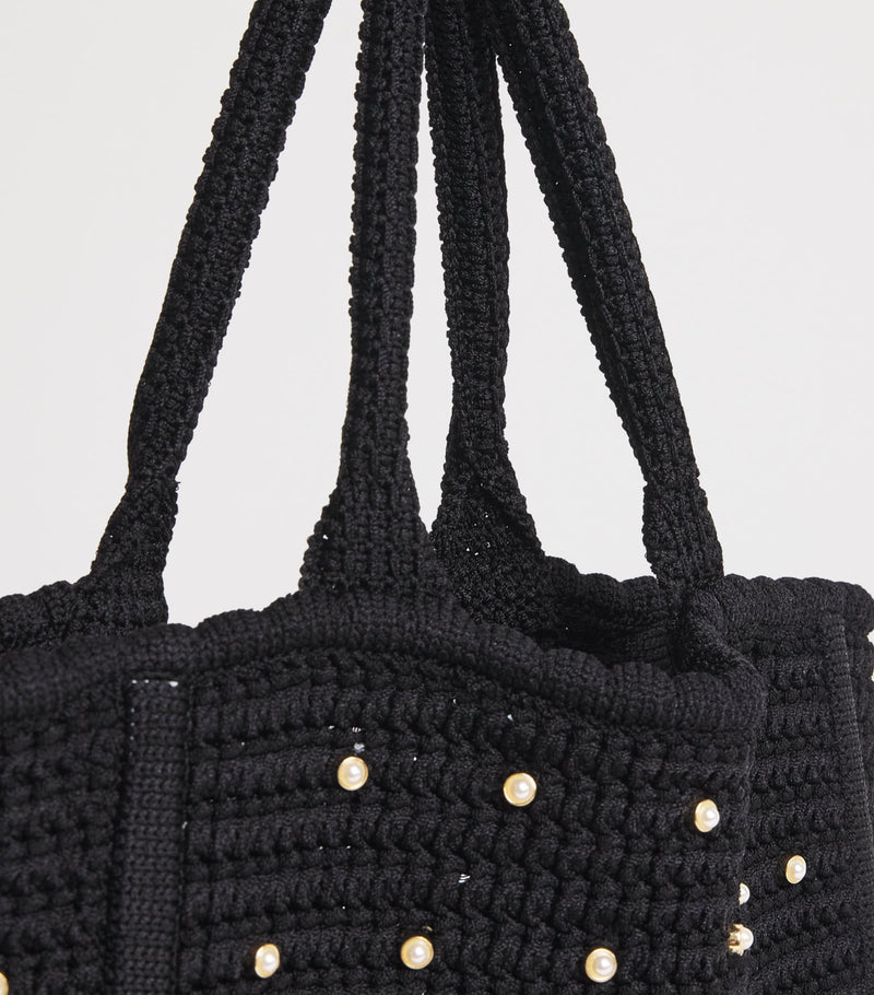 Sandro Paris crochet studded top-handle bag, UK version