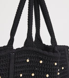 Sandro Paris crochet studded top-handle bag, UK version
