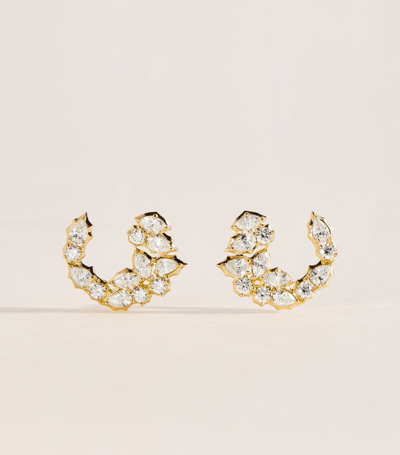 Jade Trau Posey Crescent diamond earrings 18kt yellow gold, UK version
