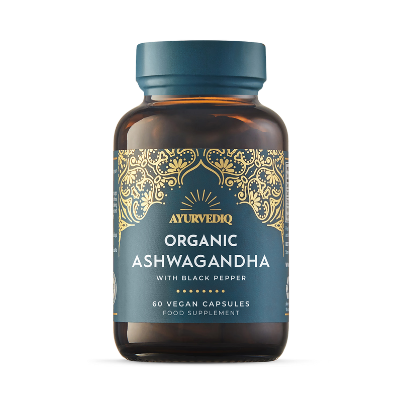 Ayurvediq organic ashwagandha with black pepper capsules 60s - British product