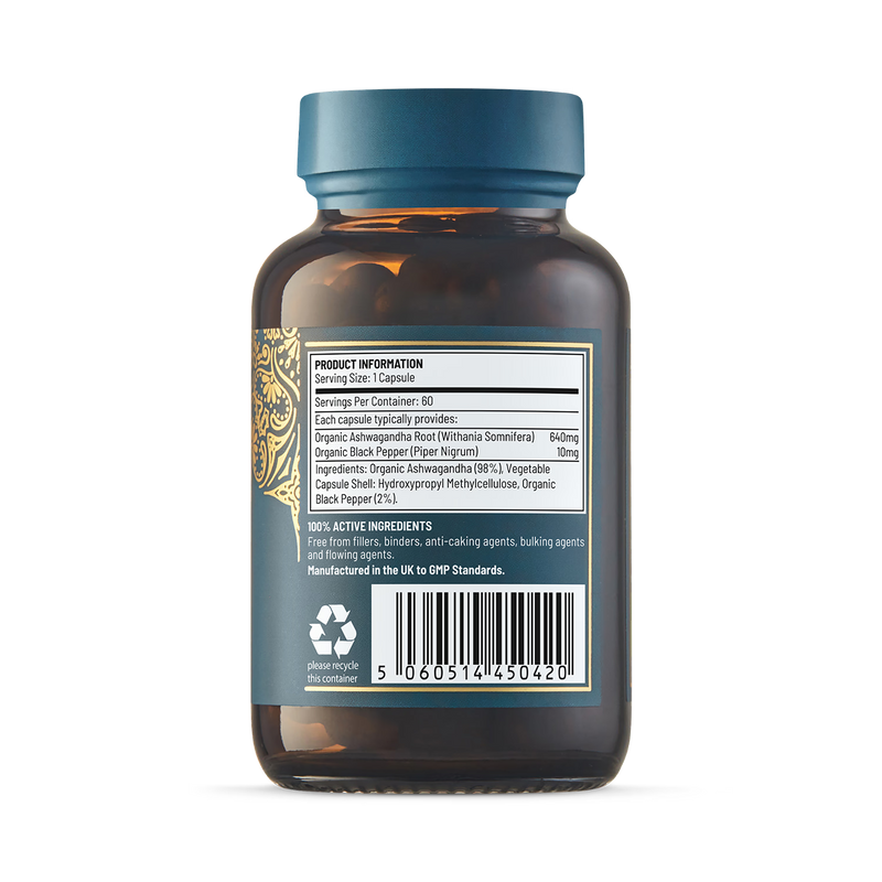 Ayurvediq organic ashwagandha with black pepper capsules 60s - British product