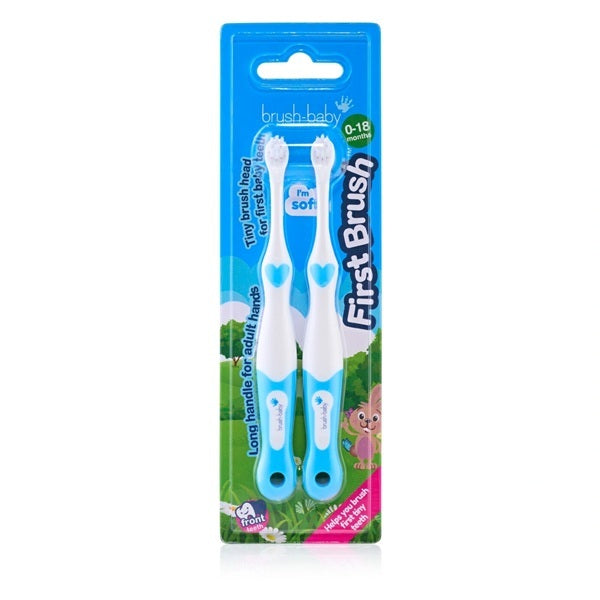 Brush Baby FirstBrush Baby Toothbrush Blue Double Pack - British product
