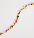 Suzanne Kalan Bold Burst tennis bracelet with diamonds and rainbow sapphires, imported from the UK