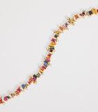Suzanne Kalan Bold Burst tennis bracelet with diamonds and rainbow sapphires, imported from the UK