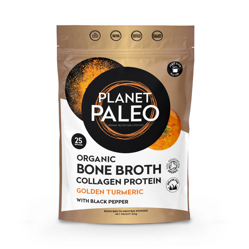 Planet Paleo organic bone broth golden turmeric 225g, UK version