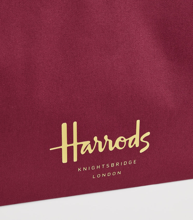 Harrods tote bag burgundy cotton twill - British product