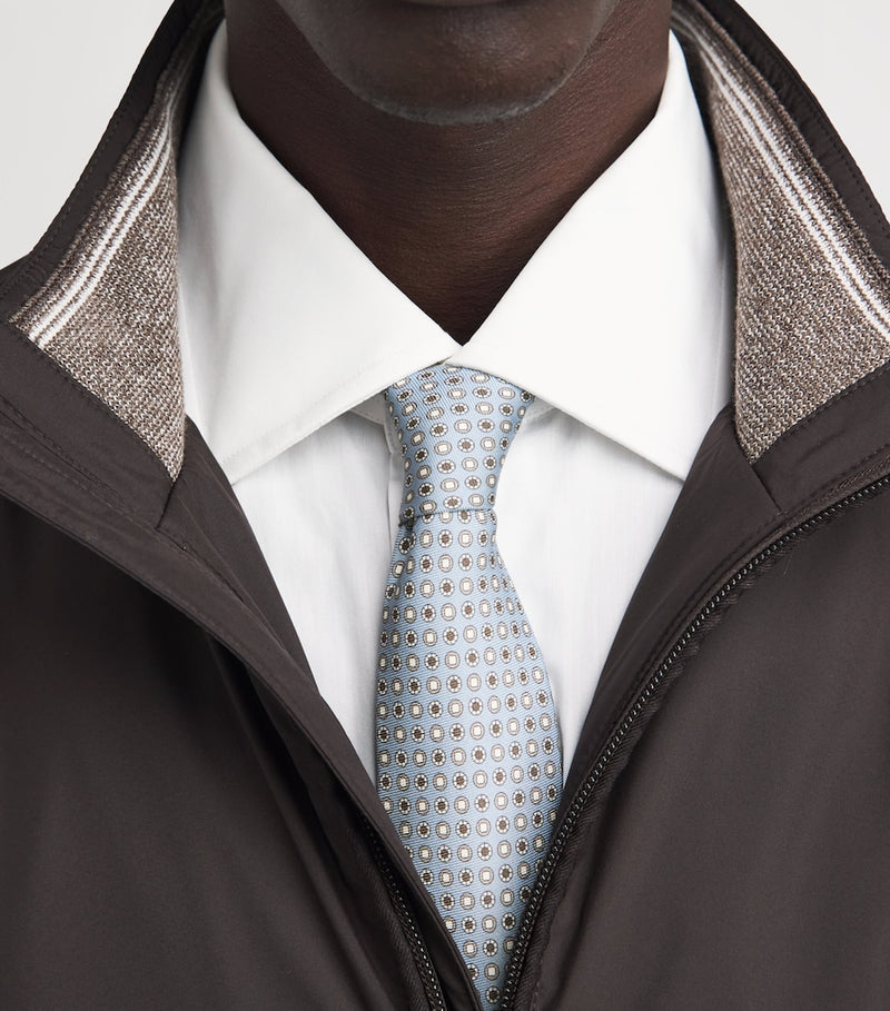 Canali silk tie medallion print 8cm, imported from the UK
