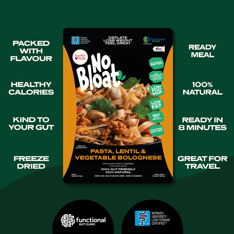 No Bloat pasta bolognese meal pouches 4x50g - British product