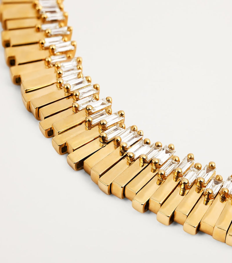 Suzanne Kalan yellow gold and diamond necklace 43.2cm, UK version