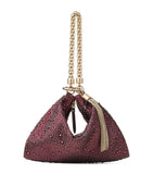 Jimmy Choo crystal-embellished satin clutch bag, imported from the UK