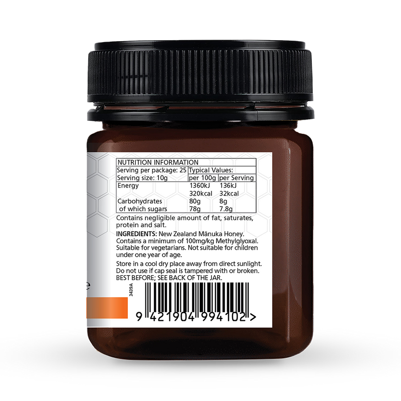 Manuka Lab Monofloral Honey 100 MGO 250g, imported from the UK