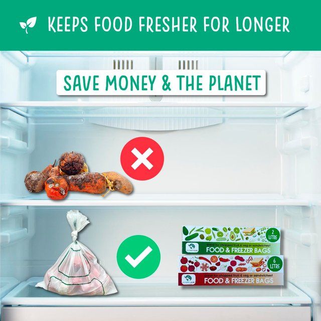 Eco Green Living Certified Compostable 2L Freezer Bags for Food Storage 35 per pack