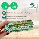 Eco Green Living Certified Compostable 2L Freezer Bags for Food Storage 35 per pack