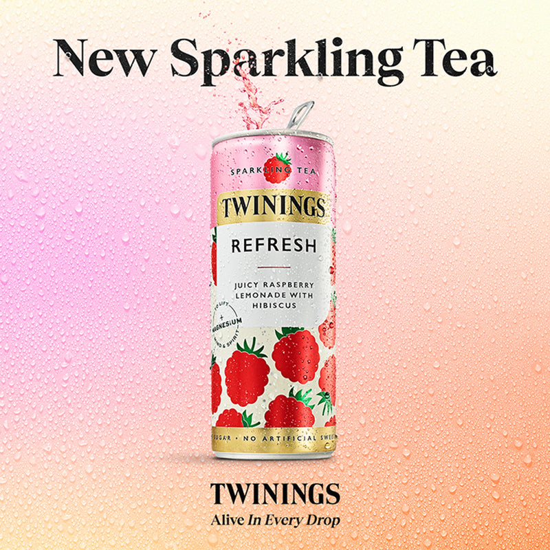 Twinings Refresh sparkling tea raspberry lemon 250ml - British product