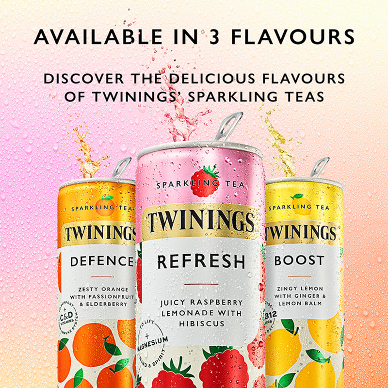 Twinings Refresh sparkling tea raspberry lemon 250ml - British product