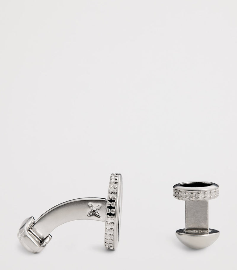 Tateossian black agate cufflinks and stud set (British brand)