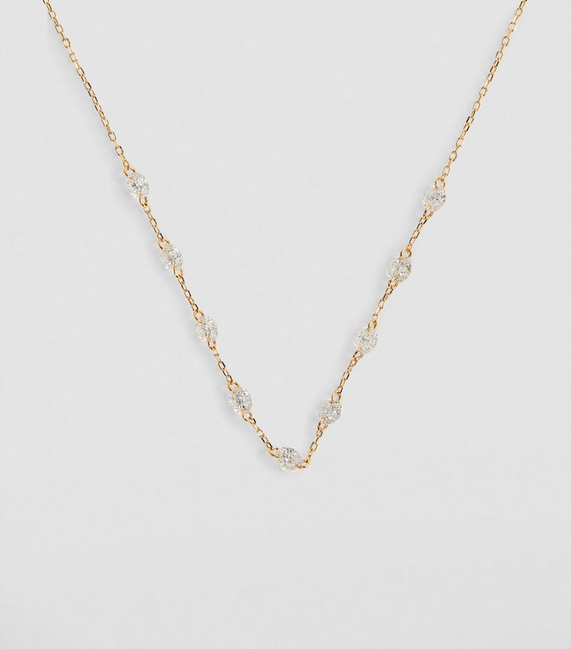 Persée yellow gold diamond 9-stone necklace, UK version